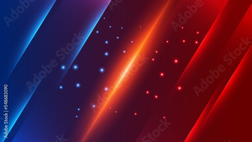 versus vs background with blue and red light, halftone, gradient color for game, battle, fight, competition, match, sport, contest, team, championship, combat, duel, tournament, and 3d effect