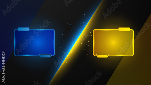 Blue yellow versus vs background. Vector illustration for game, battle, challenge, fight, competition, contest, team, boxing, championship, clash, combat, tournament, conflict, duel, MMA, football