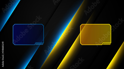 Blue yellow versus vs background. Vector illustration for game, battle, challenge, fight, competition, contest, team, boxing, championship, clash, combat, tournament, conflict, duel, MMA, football