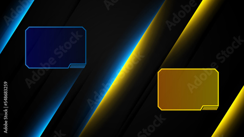 Blue yellow versus vs background. Vector illustration for game, battle, challenge, fight, competition, contest, team, boxing, championship, clash, combat, tournament, conflict, duel, MMA, football