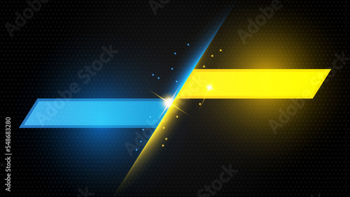 Blue yellow versus vs background. Vector illustration for game, battle, challenge, fight, competition, contest, team, boxing, championship, clash, combat, tournament, conflict, duel, MMA, football