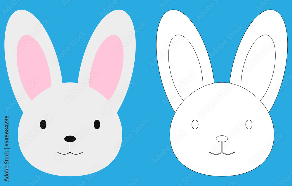 Rabbit face cartoon character. Cute outline rabbit animal face coloring book for kids. Vector illustration. Outline icon rabbit head. Cartoon face logo. Rabbit face cartoon character. Cute outline rabbit animal face coloring book for kids. Vector illustration. Outline icon rabbit head. Cartoon face logo.