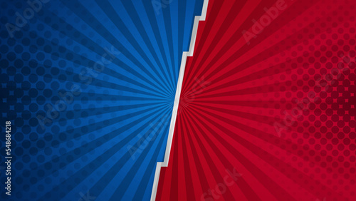Versus background with blue red for game, battle, challenge, fight, competition, contest, team, boxing, championship, clash, combat, tournament, conflict, duel, MMA, football