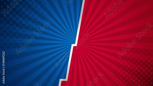 Versus background with blue red for game, battle, challenge, fight, competition, contest, team, boxing, championship, clash, combat, tournament, conflict, duel, MMA, football