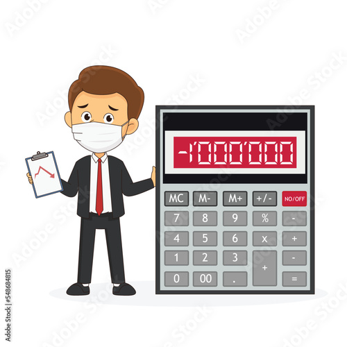 Wealth balance loss and business budget investment business forecast help man with calculator