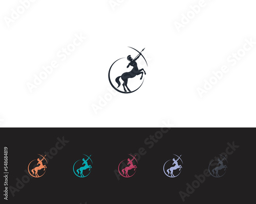 Centaur Archer, mythology creature, Sagitarius Zodiac Sign vector logo icon, fast arch logo from fast archer woman centaur vector for logo, sign, emblem or symbol graphic design vector illustration photo