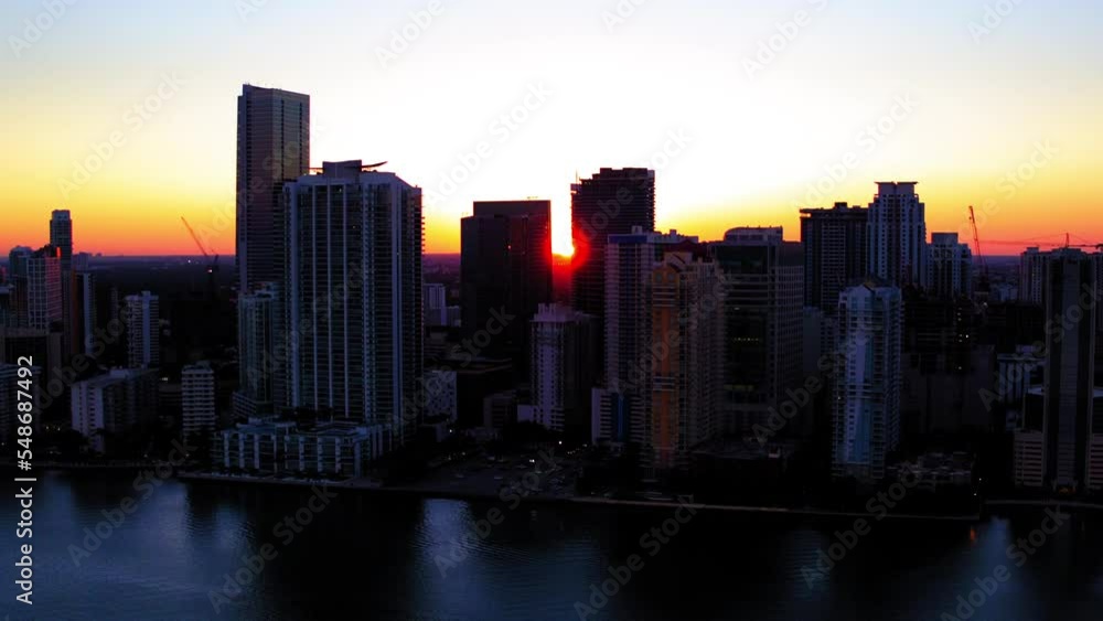 custom made wallpaper toronto digitalAerial Panning Shot Of Residential Building Against Orange Sky, Drone Flying Over Ocean During Sunset - Miami, Florida