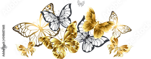 Fotografie Gold and White Butterflies