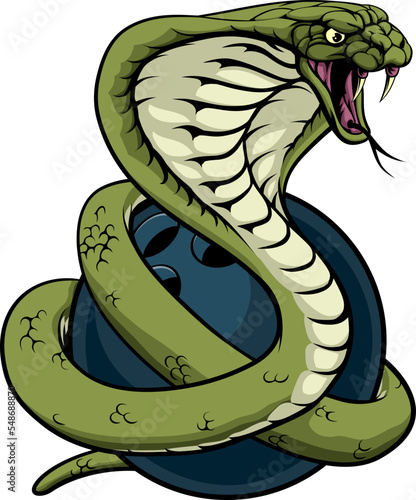 A cobra snake ten pin bowling ball animal sports team mascot