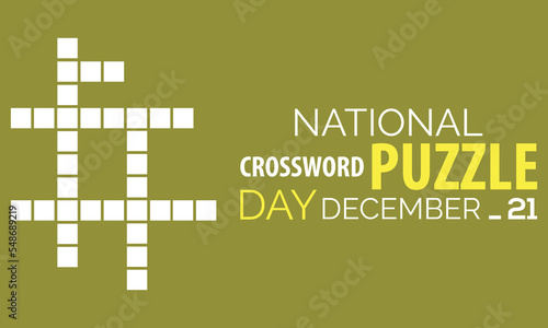 Crossword Puzzle Day. December 21. Holiday concept. Template for background, banner, card, poster with text inscription. Vector  illustration template design