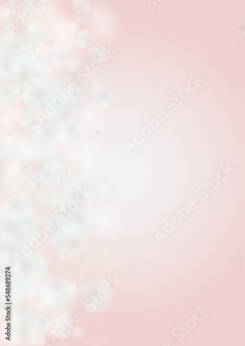 Abstract Vector Pink Background with Silver and White Light Spots. Magic Shiny Pastel Print. Baby Print. Romantic Bokeh Blurred Page Design for St' Valentines Day. Gentle Stardust Pattern..