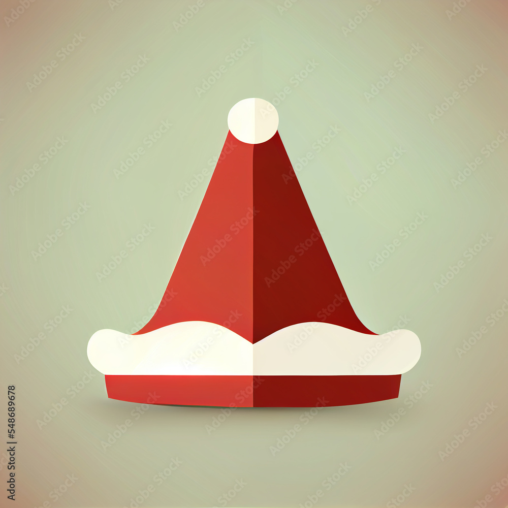 Flat Christmas Santa Claus Hat cartoon wallpaper. Modern flat design in winter. Minimalist winter Flat Christmas Santa Claus Hat cartoon wallpaper. Modern flat design in winter. Minimalist winter