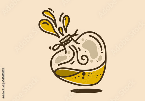 Vintage art illustration of a heart bottle