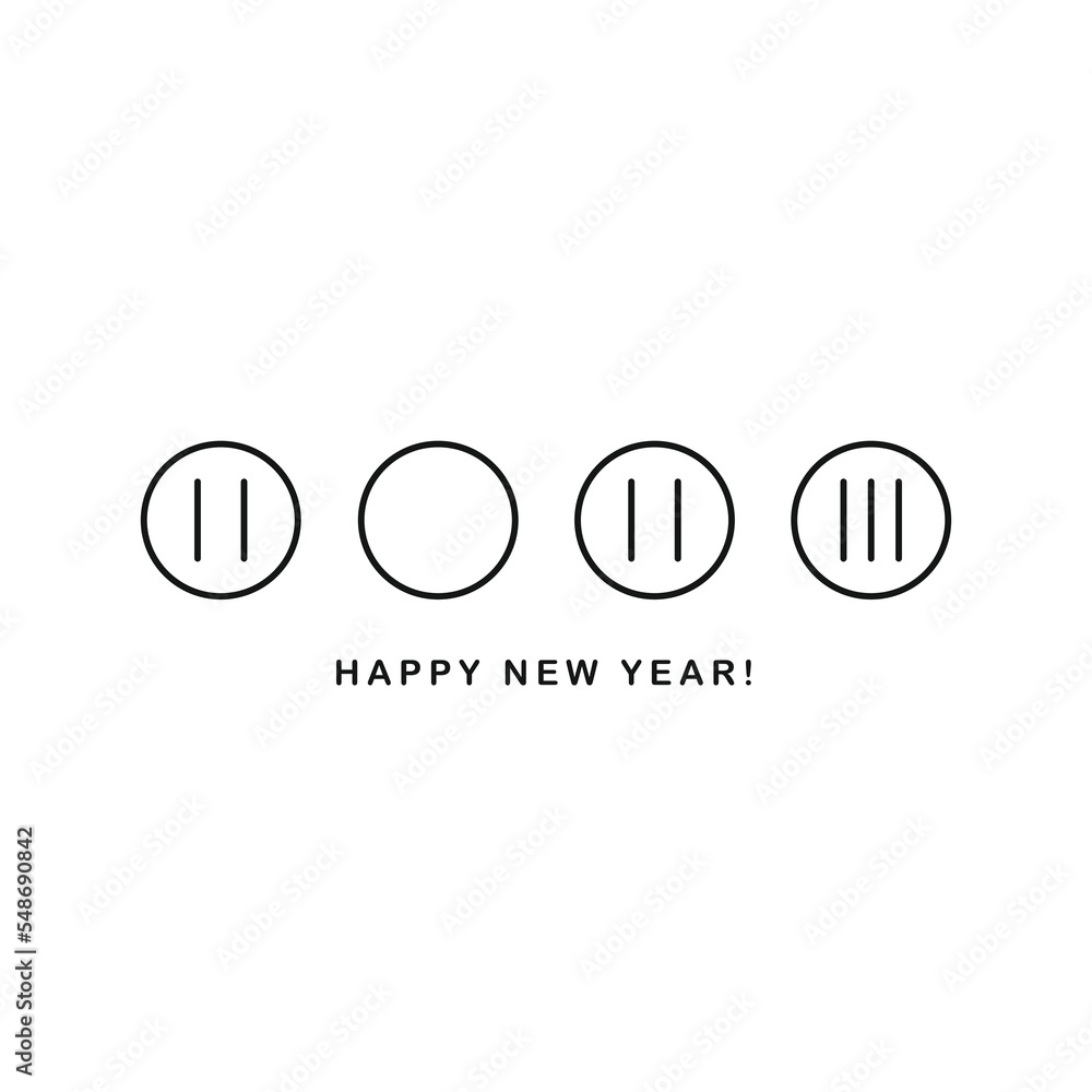 Happy New Year 2023 logo text design. Vector modern geometric minimalistic text with black numbers. Happy New Year 2023 logo text design. Vector modern geometric minimalistic text with black numbers.