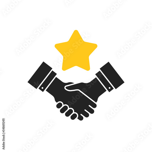 handshake with yellow star like partnership icon
