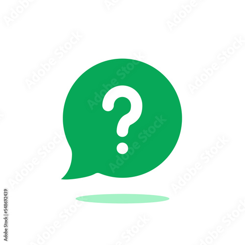green speech bubble with question mark for quiz