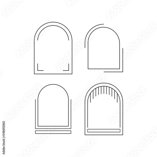 Set monoline arch frame. vector design illustration.