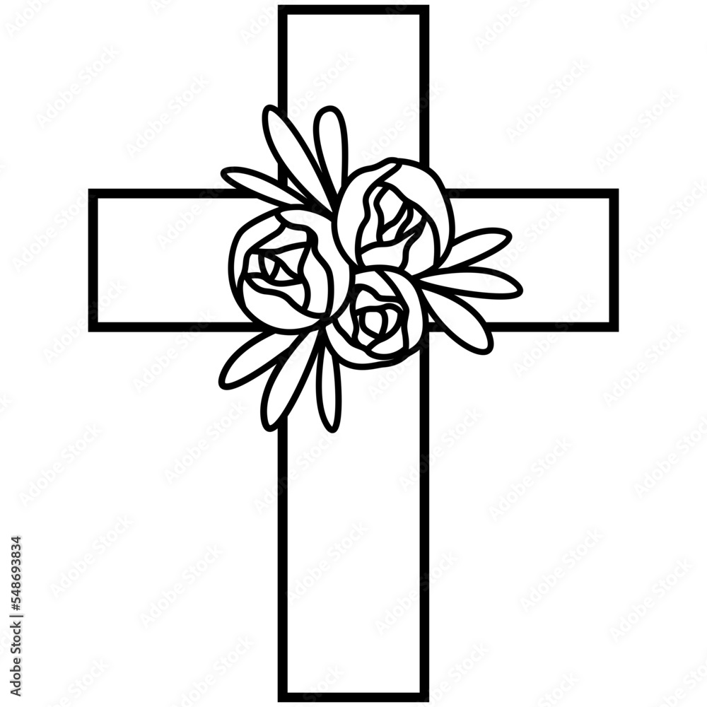 Cross with roses svg, Religious symbol, Christian cross with flowers ...