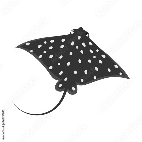 wild marine stingray cartoon character vector illustration. Comic sea creatures, underwater animal isolated on white background. Wildlife photo