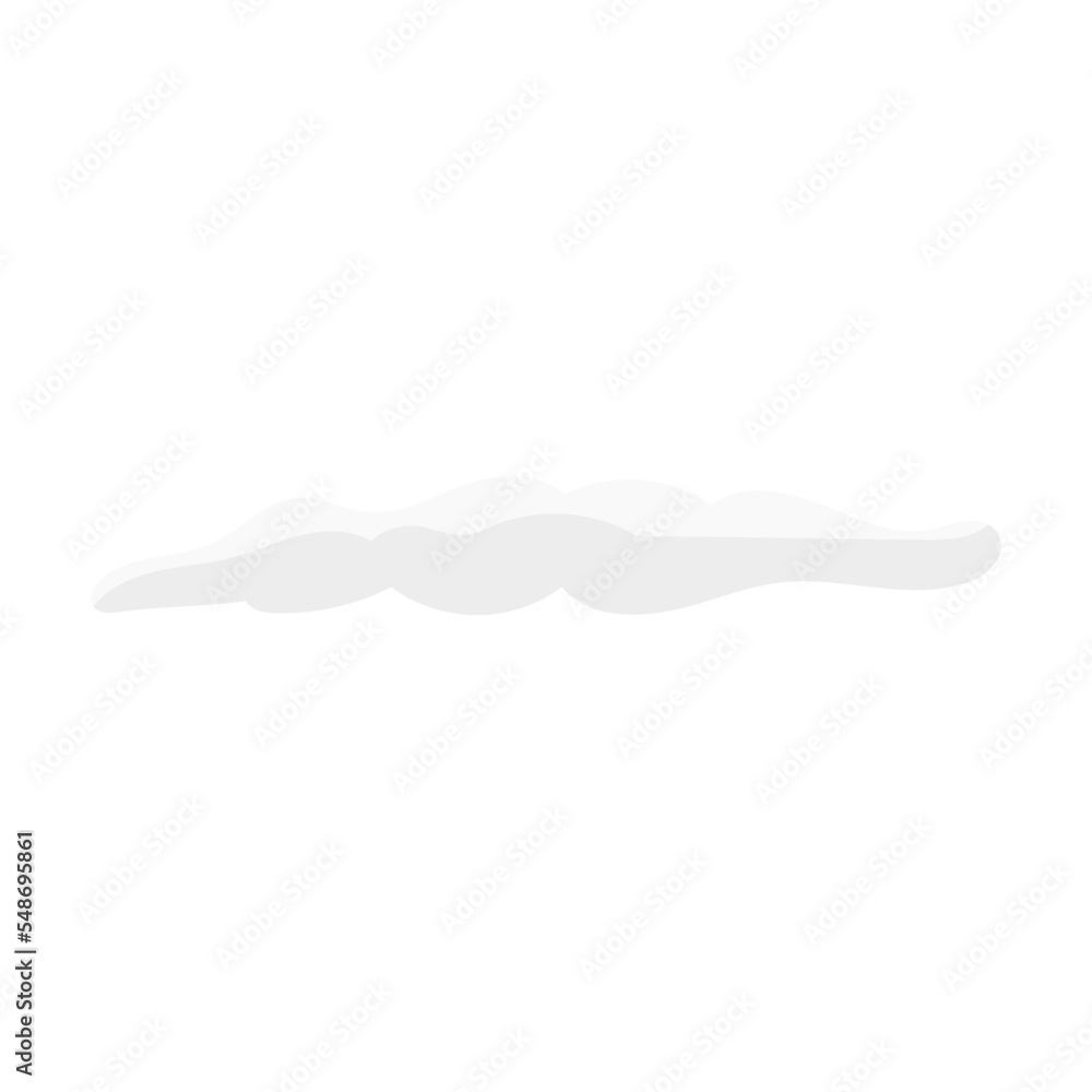 thin pinnate White fluffy cloud in sky flat vector illustration of different shape, heaven symbol isolated on blue background. Weather, nature