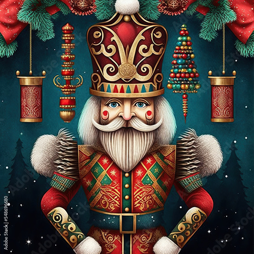 christmas themed traditional nutcracker illustration photo