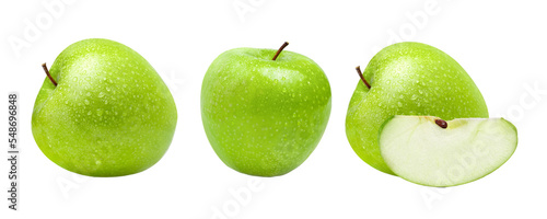 Photographie Full green apple, fresh granny smith apple, png isolated background