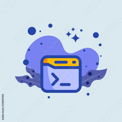 Terminal flat illustration. Code signs vector illustration.