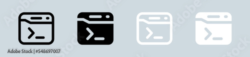 Terminal icon set in black and white. Code signs vector illustration.