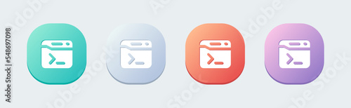 Terminal solid icon in flat design style. Code signs vector illustration.