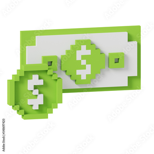 3D Voxel Icon Money