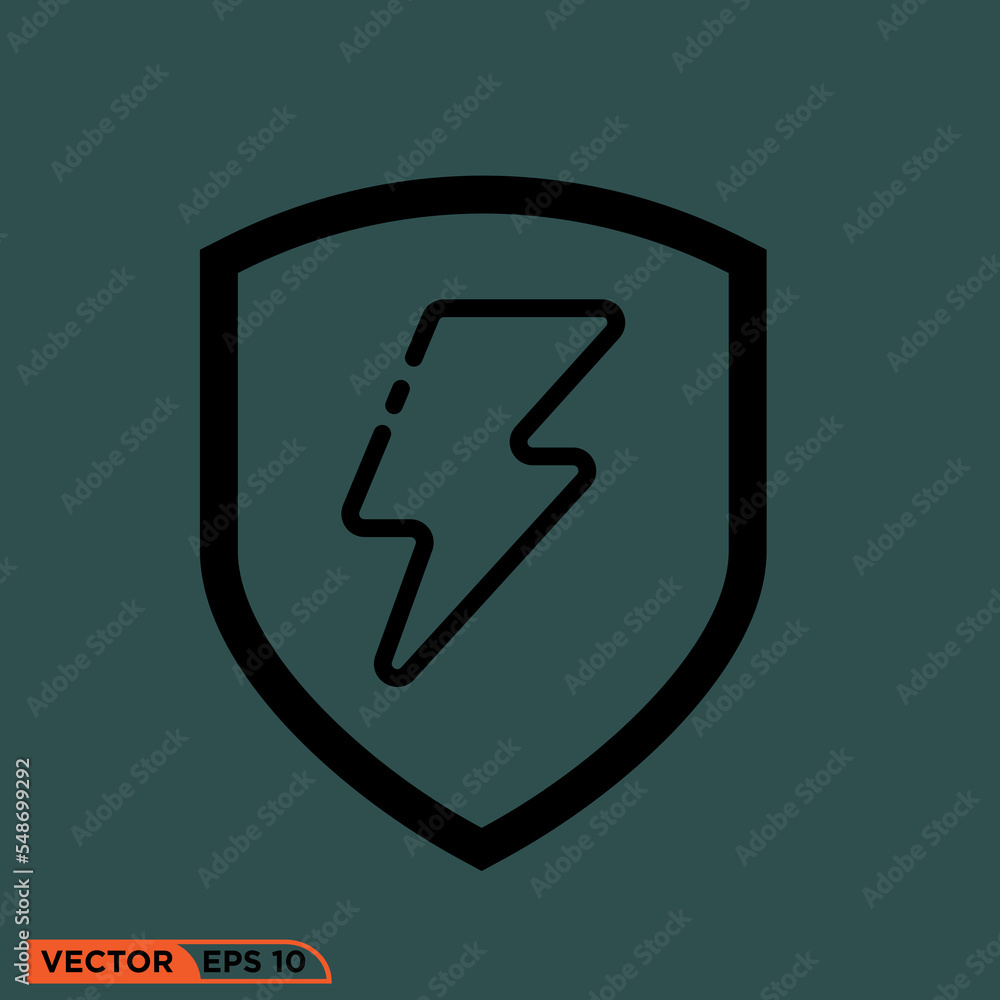 Icon vector graphic of shield thunder Icon vector graphic of shield thunder
