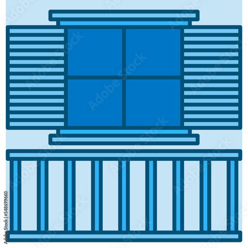 balcony blue line icon