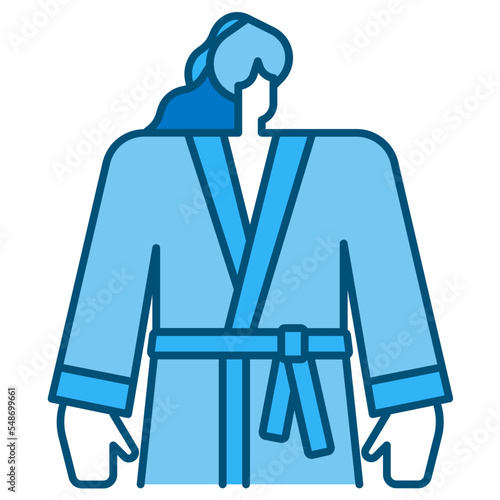 bathrobe blue line icon