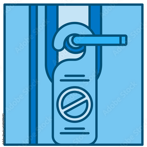 doorknob blue line icon