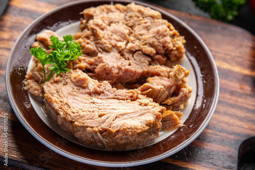 tuna canned fish seafood fresh delicious snack healthy meal food snack diet on the table copy space food background rustic top view