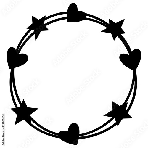 Monogram wreath with star and heart svg, Round border for cut
