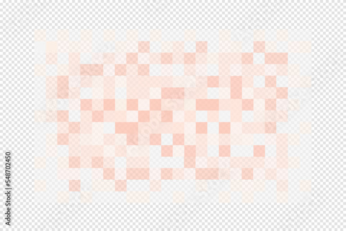 Censorblur effect pixel texture on transparent background. Skin tone colored mosaic pattern hiding face, nude body, text or another unwanted, prohibited or privacy content