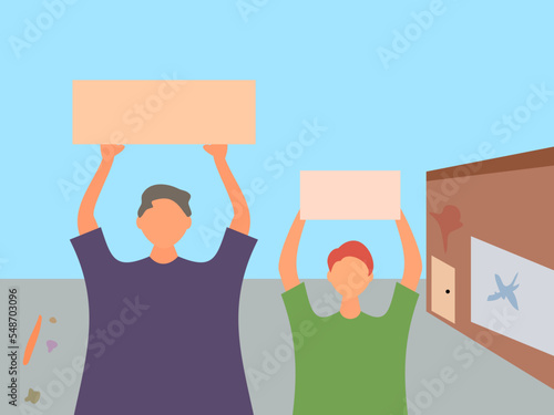 flat design people protest demo vector illustration