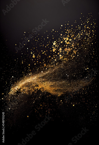 Golden dust in wave with sparkling glimmer
