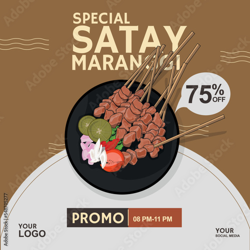Flyer social media Satay Maranggi Asian Food Sate traditional food asian