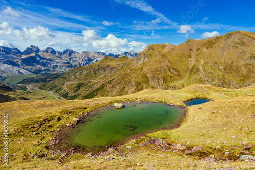 View of Lago de las Truchas in the Ayous route, Astún, Huesca, Spain photo