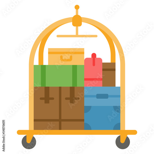 luggage cart flat icon