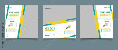 We are hiring job vacancy square social media post banner template	
