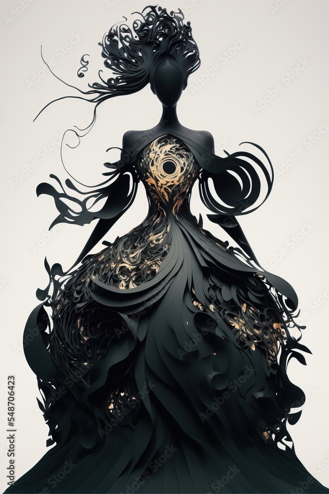 Mythical creatures dress concept idea. Goddess. fantasy. Dress concept idea by AI.