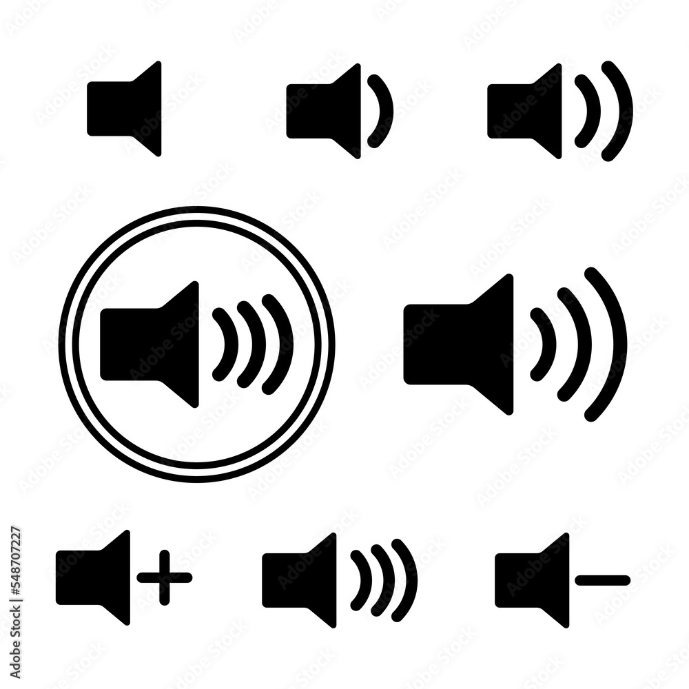 Sound icons. Computer interface. Icon set. Megaphone speaker. Vector illustration. stock image. Sound icons. Computer interface. Icon set. Megaphone speaker. Vector illustration. stock image.