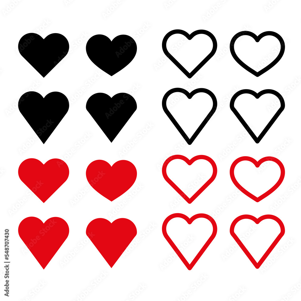 heart set. Love, romance concept. Happy valentines day decoration. Vector illustration. stock image. 