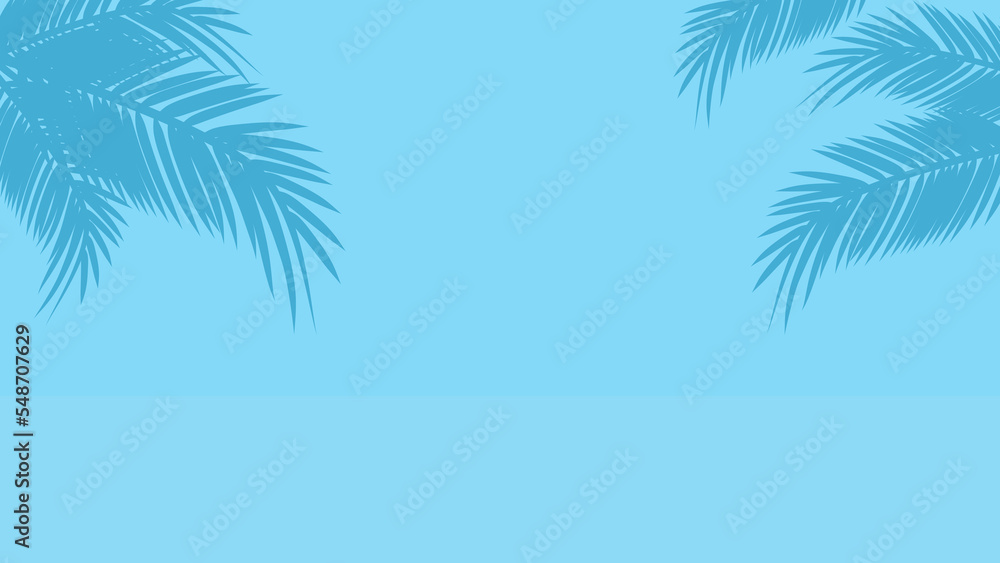 Empty blue palm silhouettes wall background. for sale online store present tropical summer beach vector