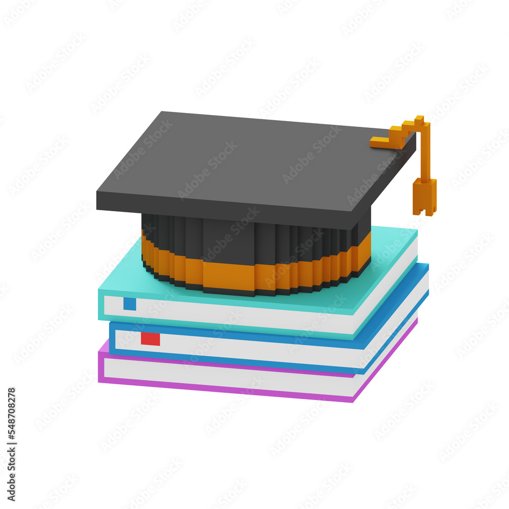 Book Graduation 3D Voxel Illustration Brand Logo Editable Book Graduation 3D Voxel Illustration Brand Logo Editable