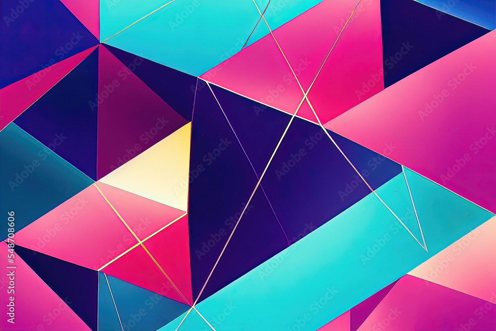 Abstract colorful cubist geometry wallpaper background - obrazy, fototapety, plakaty 