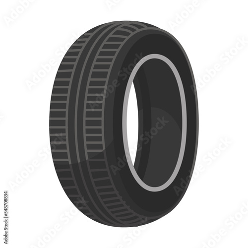 Car wheel. Cartoon vector illustration of rubber tire with tread pattern, wheel rim for automobile isolated on white